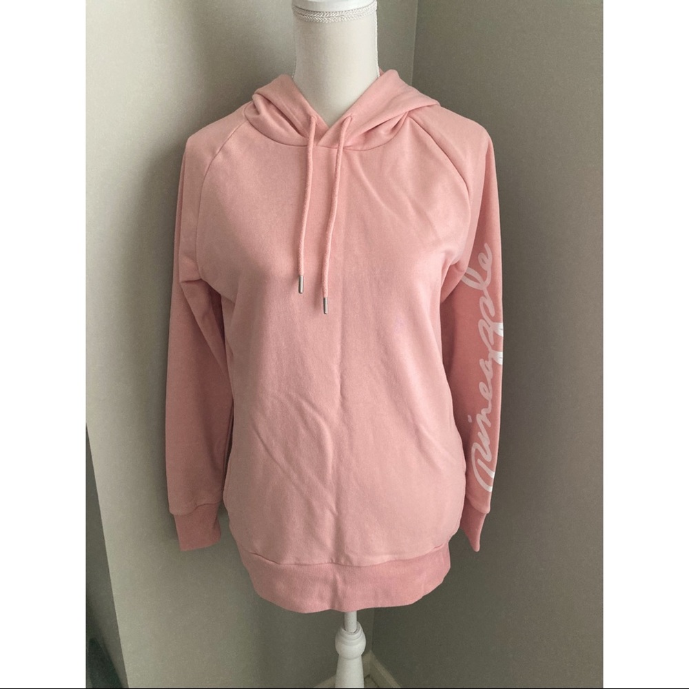 Pineapple Pink Long Line Hoodie with Side Pockets